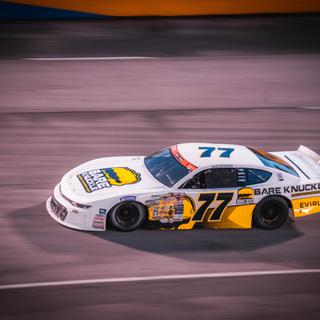 Late model stock race car with Bkfc branding