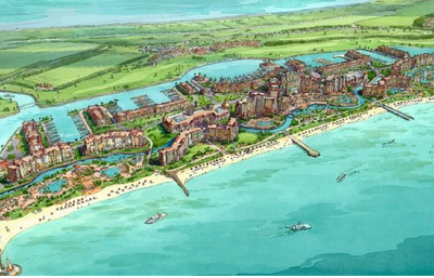 Mockup of the Ginn Sur Mer Development plan in Bahamas