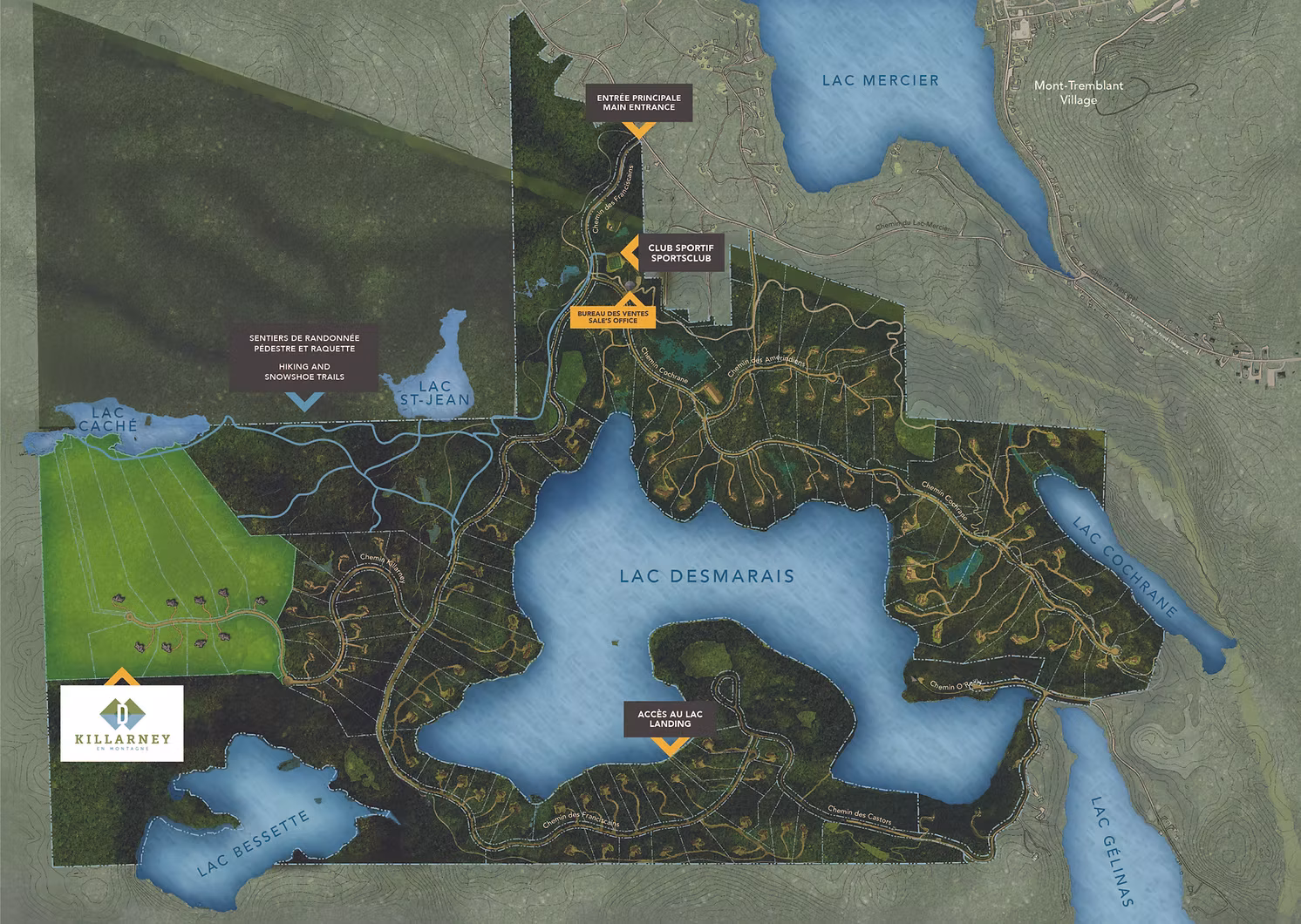 Map of Lac Desmarais property development plan in Mont-Tremblant, Quebec